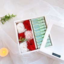 렛잇플라워 DIY 플라워 용돈박스 만들기 세트 재료 diy, 카네이션(흰색+분홍+빨강)