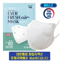 더숨 KF80 대형 새부리형 숨쉬기 편한 쿨링감소재 귀통증없는 특수밴드 적용 에버프레쉬 보건용 마스크 1매입 개별포장, 1set, 40매
