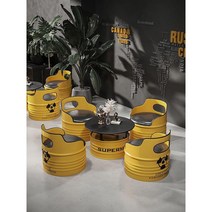 드럼통테이블 펜션 식당오픈 드럼통 빈티지스타일 카페식탁 루프탑 철제 대기실 로비, 레드 3인용, 1x1x1cm