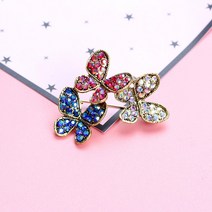 새로운 패션 브로치 아름다움 황금 아연 합금 크리스탈 절묘한 꽃 나비 곤충 브로치 뜨거운 판매 파티 선물