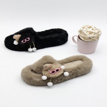 [코지] 여자 먼지 방울 캐릭터 겨울철 포근한 털 슬리퍼