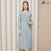 JJ지고트 라운드 칼라 타이넥 플리츠 원피스 GM9P0OP98