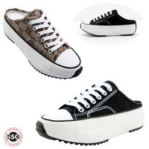 신신고 국내제작 여성 키높이 통굽 뮬 스니커즈 발편한 자가드 키작녀 캔버스 슬리퍼 운동화