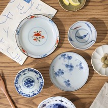 일본가정식 하다 찬기 4종 택1 앞접시 종지 그릇, 팔각 산수화