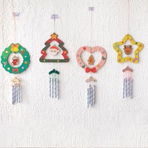 [클릭해바] 풍경 만들기 세트 우드 튜브벨 미술 현관종 소리 나무 유치원 꾸미기 초등 DIY 종 돌봄 방과후 단체 교재 크리스마스 성탄절 리스 소품, 튜브벨(리스)+스티커