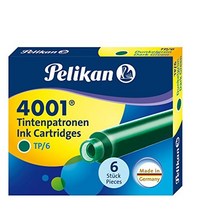 Pelikan 4001 TP/6 Ink Cartridges for Fountain Pens Dark Green 0.8ml 6 Pack (300087), 1