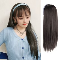 헤어밴드 세미커트 롱 스트레이트 여성 가발 일체형 2종 서포트, 색깔6, 1개