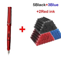 만년필선물 저가 11Pcs 만년필 혼합 잉크 세트 EF 0.38mm 팁 블랙/블루/레드 교체 가능한 사무실 쓰기 문구, 05 Red-Mixed ink, 한개옵션1