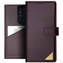 우리미라클 천연소가죽 베이직 소가죽 지갑 백포켓 다이어리 케이스 갤럭시 S22울트라 (SM-S908) 전용 다양하고 튼튼한 수납공간 핸드폰 케이스