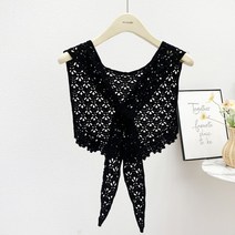 니트 레이스 펀칭 롱 아우터 후크 플라워 쁘띠 케이프 여 여름 얇은 쁘띠 민소매 페이크 카라 스카프