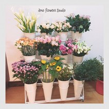 꽃다발 거치대 꽃집 진열대 생화 플라워 꽃가게 매장, 4단 16다발 진열대 - 화이트