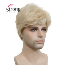 넓은이마 가발수선 엠자이마 가발대여 남자붙임머리 반삭가발 가발사이트 이용사통가발 혼주가발 군인가발 원형탈모가발 StrongBeauty 다크 브라운 가발 남성용 짧은 합성 0, 613 라이트 블론드