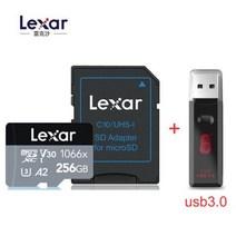 Lexar Professional 1066X 667X 마이크로 SDXC UHS-I 카드 SD 메모리 카드 64GB 128GB 256GB U3 V30 A2 100 메가바이트/초 읽기, 1066x 256GB-USB3.0