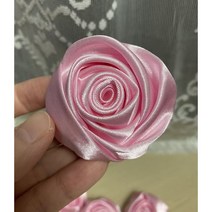 비비데코 헤어 액세용 수공예 꽃장식 액세서리 머리핀 DIY재료 장미 꽃한송이 핑크