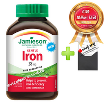 자미에슨 젠틀 아이언 철분 엽산 멀티비타민 90캡슐+정품보증서 캐나다 직배송, 1병, 28mg 90캡슐
