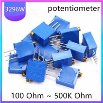 10pcs 3296w 전위차계 정밀 가변 저항기 멀티 턴 트리머 50 100 500 전체 값 옴 저항 1k 10k 220r, 20옴