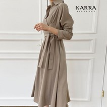 KARRA (77까지)랩핀턱플레어셔츠원피스+벨트SET_KB2SOP004G
