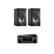 마란츠 M-CR612 + 폴크오디오 Reserve R100 분리형 오디오 미니 컴포넌트 세트, 블랙, 블랙