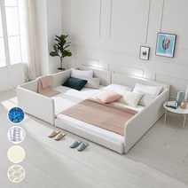 [지베스] 스테디2 LED 저상형 슬림 패밀리침대 SS+SS/Q+SS/Q+Q, Q+SS_라텍스40T매트리스, 데이베드형_연그레이