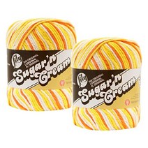 릴리 슈가 앤 크림 100 면사 (2팩) / 옴브레 향 줄무늬 트위스트 3온스 슈퍼 사이즈 타래 (Sunkissed SS 19218), 크림시클SS19605