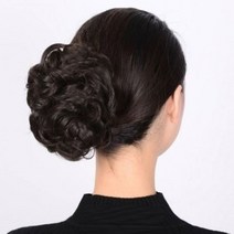 동글이 똥머리 헤어집게핀 당고머리 웨이브 부분가발 집게핀, 롱웨이브, 라이트브라운