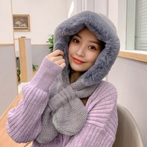 스피소 느리게걷기 여성 밍크 모자 넥워머 풀오버 겨울 털모자 목도리 방한 스키 등산 겨울모자