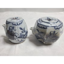 단초마을 청화백자 연적 두점 높이6cm 총무게454g