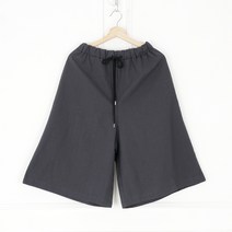 NOB 차콜 남자 여름 린넨 와이드 6부 버뮤다팬츠