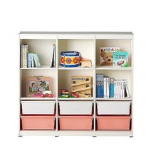 한샘 샘키즈 2단 수납책장 1305 블라썸, 몸통)크림화이트/(박스)코랄(D)