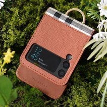 편한 간편한 손목안아픈 손목 레더 체크 카드수납 케이스 겔럭시 갤럭시 Z 플립4 액정보호 초등학생폰케이스 중학생폰케이스 추석선물 명절 어머님선물