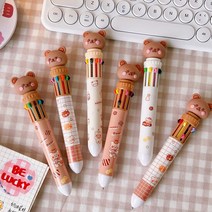 마술봉 귀여운 곰돌이 10색 볼펜 0.7mm 멀티펜, 색상:옵션3, 단품