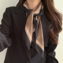 블루씨티 여성 고급 실크 하운드 체크 롱 사각 스카프