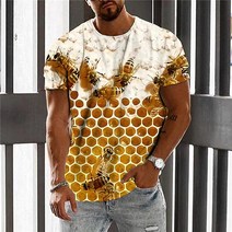 3D티셔츠남성 티셔츠 3D 프린트 티 웃긴 꿀벌 여름 반팔 캐주얼 유니섹스 오버사이즈 하라주쿠 오넥 탑스 2
