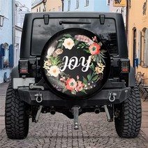 Wreath Joy 스페어 타이어 커버 플라워 패턴 휠 캠핑카 트레일러 트럭 여행 SUV RV 차량 자동차 범용 액세서리 카메라 구멍 없이 38.1cm15인치에 적합 USA 미국, 15 inchs without Camera Hole