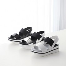 프리티슈 여성 국내 스트랩 발등 밴드 스포티 통굽 쿠션 키높이 샌들 6cm