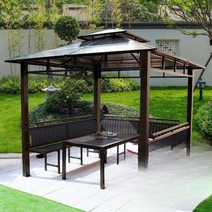공원 정원 루프탑 튼튼한 파고라 정자 내부 의자 테이블 세트, 3x4m