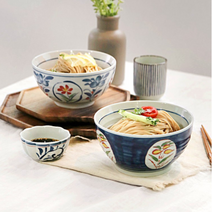 도자기면기세트 라면기 일본라멘그릇 규동 소면 떡국기 육개장그릇, 삼각면기2P세트(목담+라인)