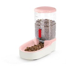 Kathson 자동 보충 반려동물 사료 급식 디스펜서 스테이션 쉬운 세척 식사 그릇 보관 용기 자체 공급 중력 개 고양이 작은 애완 동물 강아지 새끼 고양이 토끼 토끼 3.8, Feeder-Pink-A