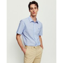 헤지스 populet블루 퍼피자수 린넨혼방 반팔캐주얼셔츠 WHSH2B505B2 121778
