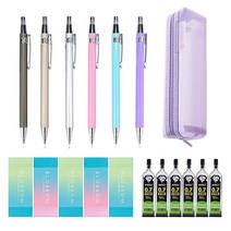 AIYUE 샤프 17개 세트 지우개 디자인의 0.9mm 8개 튜브 2B 심 리필 4개 학교 및 사무실용 5개핑크 USA 미국, Purple