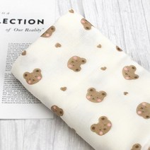 무형광 순면 3중거즈 원단 러블리베어