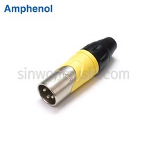 암페놀 AX3M4 3핀 노랑색 납땜용 XLR(Male) 커넥터