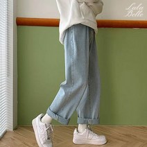 라라벨 여성 데님 팬츠 세미와이드 봄 가을 겨울 와이드 데님팬츠