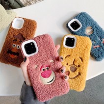 러브엘 캐릭터 아이폰 뽀글이 양털 폼폼 케이스, 옐로우, 아이폰7+(8+)