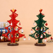 크래프트센터 DIY 크리스마스 오너먼트 우드 미니 트리 만들기 소품 장식, 오르골 그린