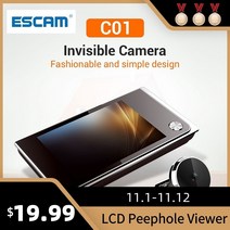 안전 escam c01 3.5 인치 디지털 lcd 120도 엿보기 구멍 뷰어 사진 시각적 모니터링 전자 고양이 눈 카메라 초인종 카메라, 씨엔