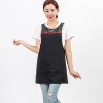DLA68 한식 주방 요양보호사 원피스 앞치마, DLA68 검정+실버꽃M