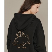 꼼파뇨 Not Today 자수 후드 집업 블랙, M
