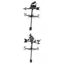 뒤뜰 정원 장식을 위한 2Pcs 풍향계 농장 장면 지붕 산, 검은색, 철