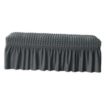 벤치 커버 Seersucker 벤치 커버 스커트 디자인 직사각형 긴 의자 슬립 커버 살이 포동 포동하게 찐 수호자 거실, 짙은 회색, 폴리에스테르